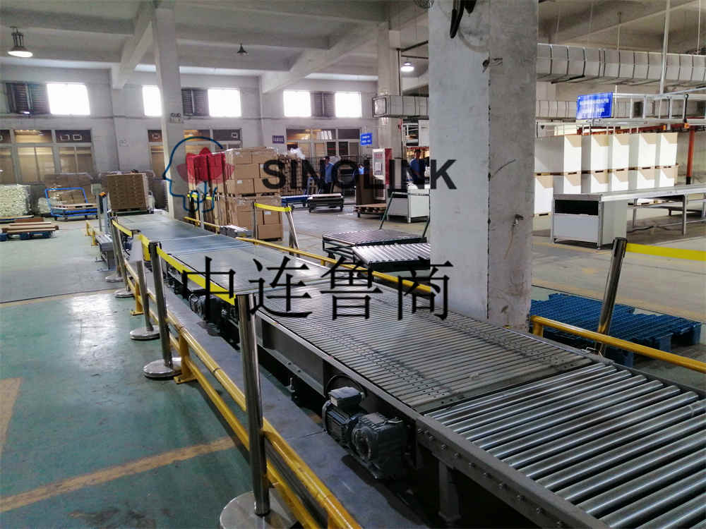 全自动宜家家居纸托盘物流输送缠绕包装系统