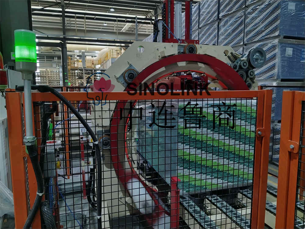 自动六面预紧式包裹机，用于板块建筑材料